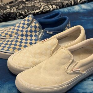 Vans Kids Slip-On Sneakers - Blue and Cream Checkered